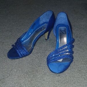 Dolce by Myers royal blue satin Norma Jean pump heel Prom Formal  Sz 7.5 W EUC